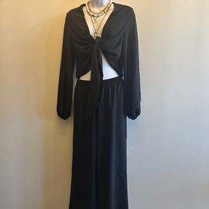 Tie-Front Top & Wide Leg Pant Set